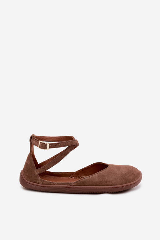 Ballerines en daim Féminin Barefoot avec des bandes Zazoo 320 marron