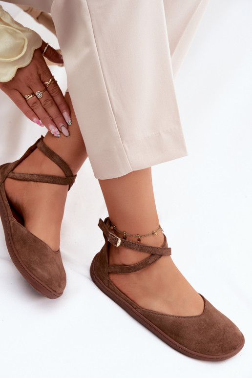 Ballerinas aus INildleder Feminin Barefoot mit Streifen Zazoo 320 braune Farbe