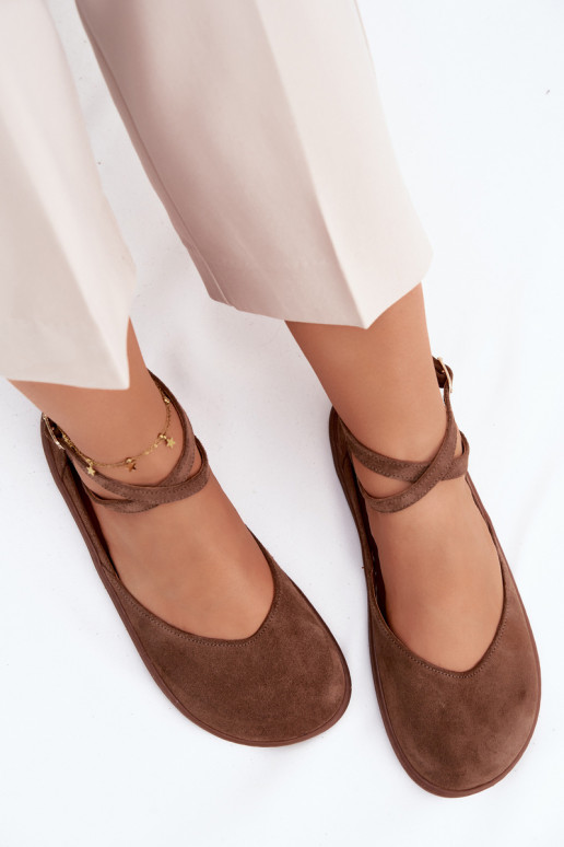 Ballerinas aus INildleder Feminin Barefoot mit Streifen Zazoo 320 braune Farbe