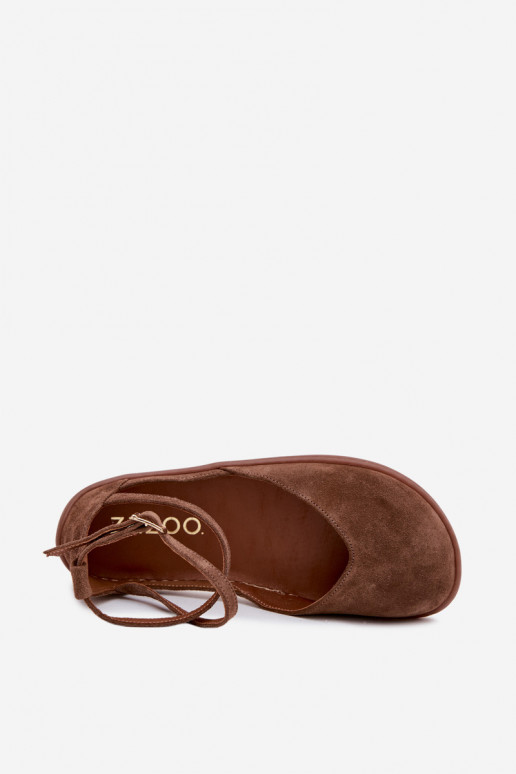 Ballerines en daim Féminin Barefoot avec des bandes Zazoo 320 marron