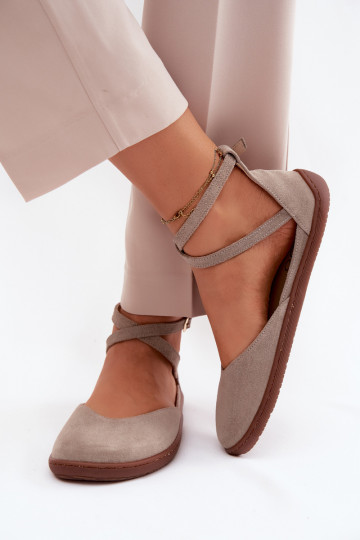 Ballerinas van suède Dames Barefoot Met Strepen Zazoo 320 kleur cappuccino