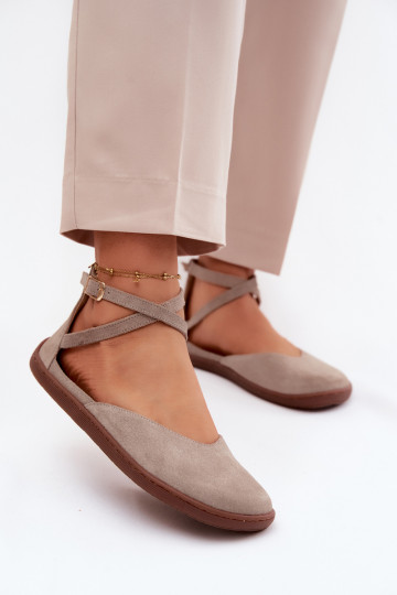 Ballerines en daim Féminin Barefoot avec des bandes Zazoo 320 couleur cappuccino 2