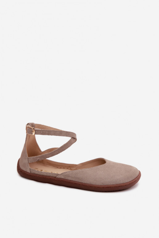 Ballerinas aus INildleder Feminin Barefoot mit Streifen Zazoo 320 Cappuccino-Farbe