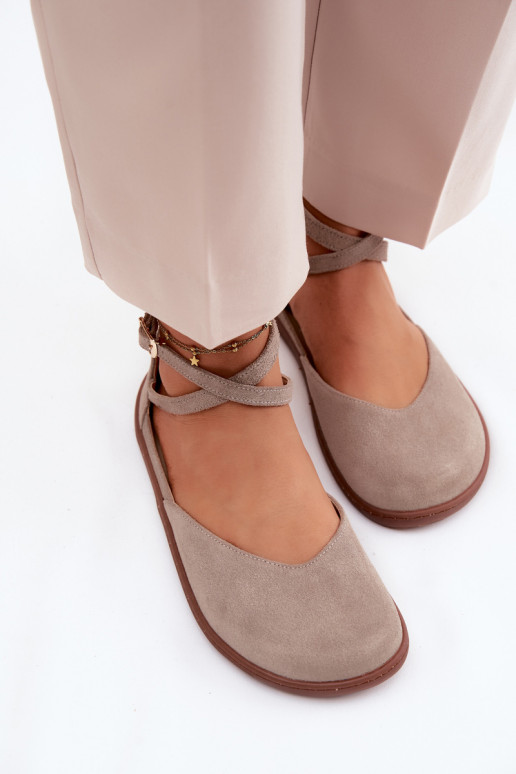 Ballerinas aus INildleder Feminin Barefoot mit Streifen Zazoo 320 Cappuccino-Farbe