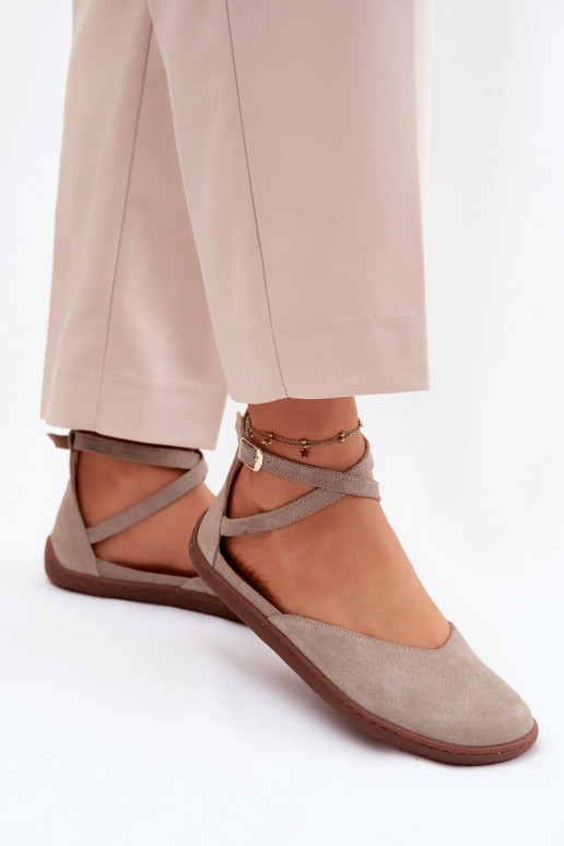 Ballerinas van suède Dames Barefoot Met Strepen Zazoo 320 kleur cappuccino