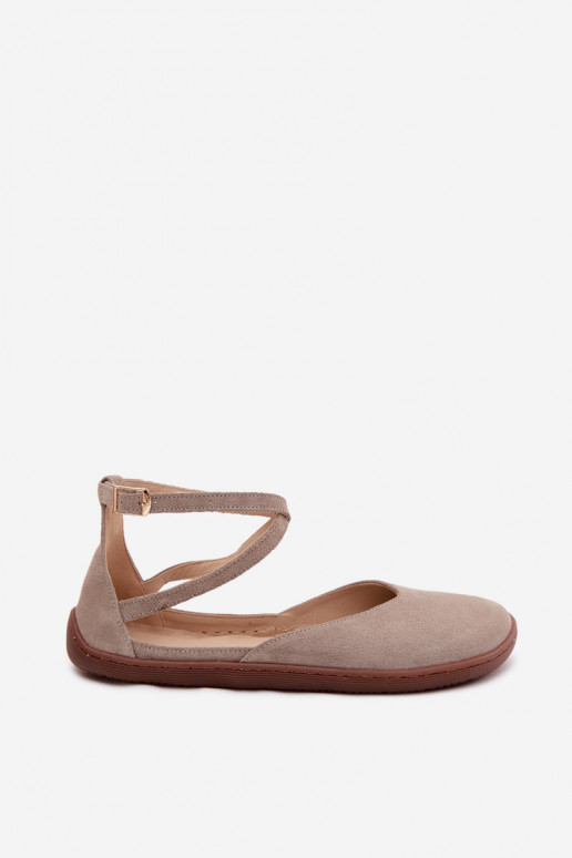 Ballerines en daim Féminin Barefoot avec des bandes Zazoo 320 couleur cappuccino