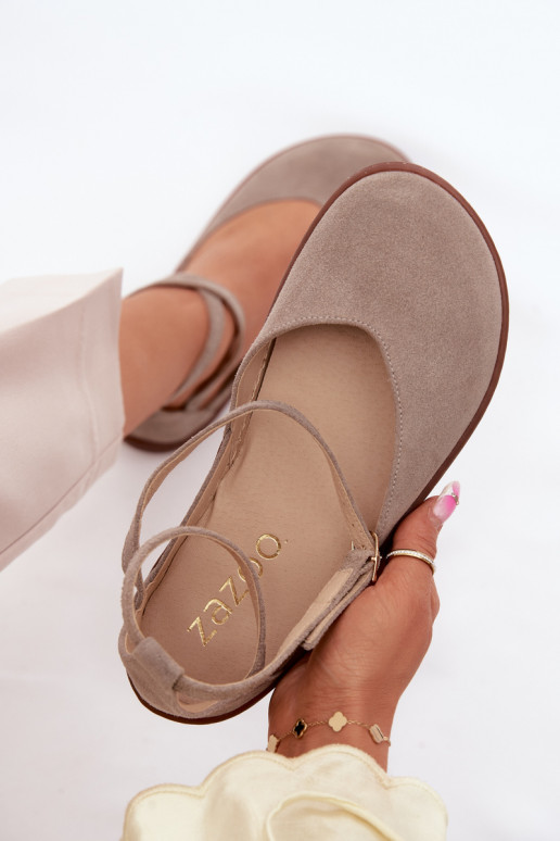 Ballerinas aus INildleder Feminin Barefoot mit Streifen Zazoo 320 Cappuccino-Farbe