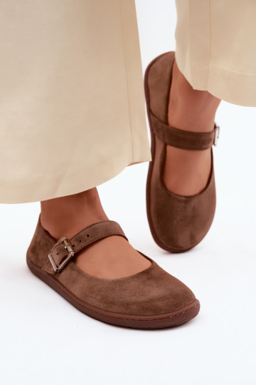 Ballerines Barefoot en simili cuir couleur marron Zazoo 316
