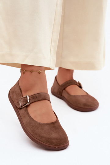Barefoot ballerina's met faux suede Zazoo 316 in bruine kleur 2