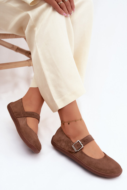 Ballerines Barefoot en simili cuir couleur marron Zazoo 316