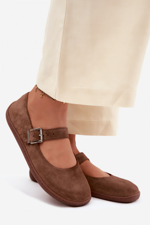 Barefoot ballerina's met faux suede Zazoo 316 in bruine kleur