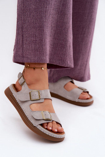 Sandales pour femmes en daim synthétique gris avec boucles Vinceza 79620 2