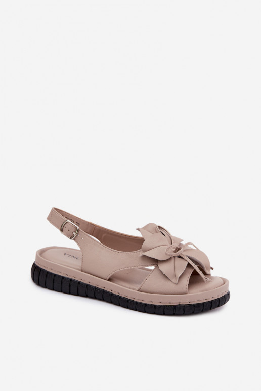 Damensandalen Feminin Mit Dekorationen mit Blumenem Vinceza 66917 Beige