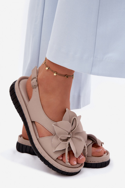 Damensandalen Feminin Mit Dekorationen mit Blumenem Vinceza 66917 Beige