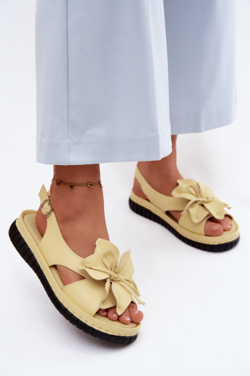 Sandales pour femmes Féminin Avec des décorations avec des fleursem Vinceza 66917 couleur jaune 2