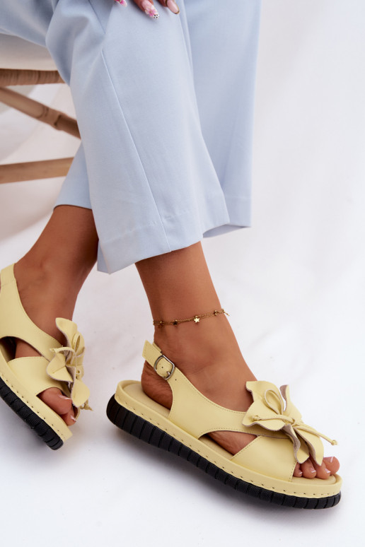 Sandales pour femmes Féminin Avec des décorations avec des fleursem Vinceza 66917 couleur jaune