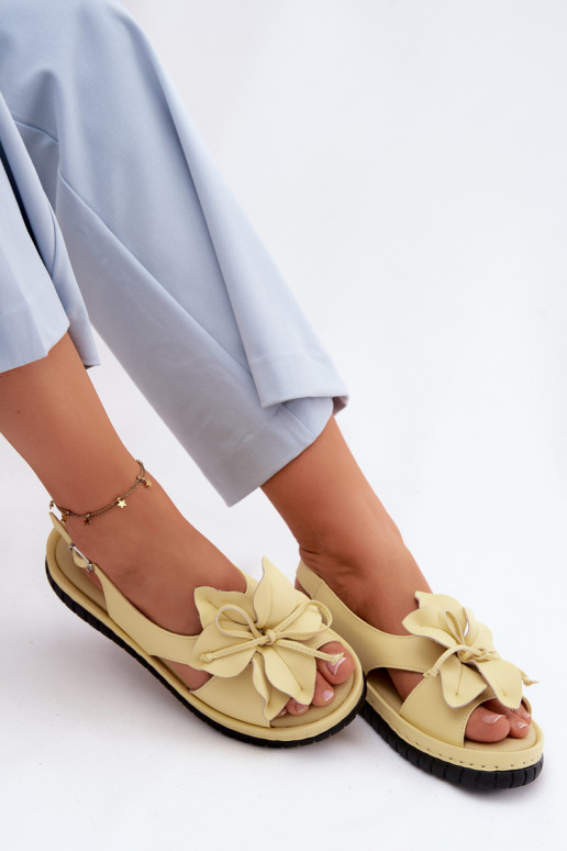 Dames sandalen Dames Met sierlijk met bloemenem Vinceza 66917 geel