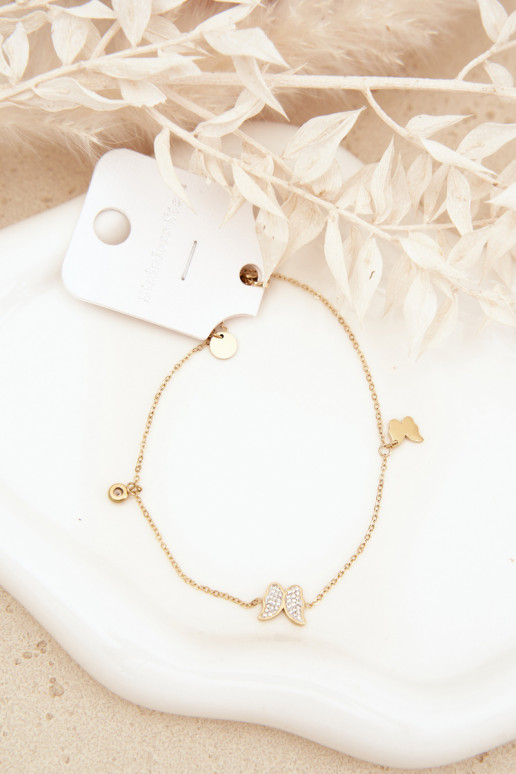Bracelet de cheville avec papillons couleur or