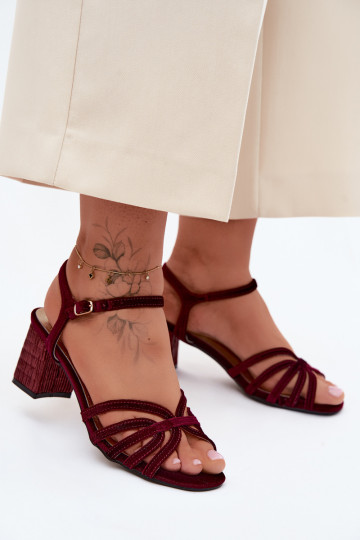 Samt-Sandalen mit hohen Absätzen D&A SR61-0102 bordeaux