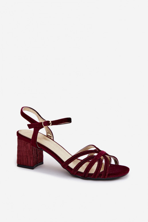 Sandales à talons en velours D&A SR61-0102 bordeaux
