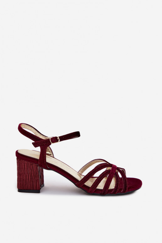 Fluwelen hoge hakken sandalen D&A SR61-0102 bordeaux