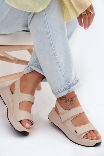 Dames sandalen Dames met platform met zelfklevende bevestigingsmiddelen beige Jemela