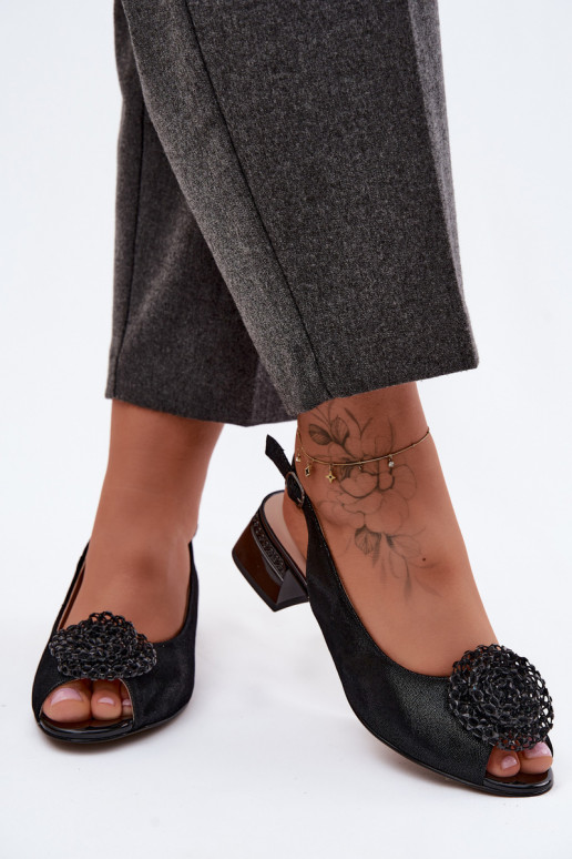 Sandales pour femmes Féminin Klocke avec des ornements D&A CR61-3030 couleur noire