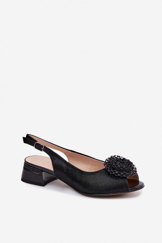 Sandales pour femmes Féminin Klocke avec des ornements D&A CR61-3030 couleur noire