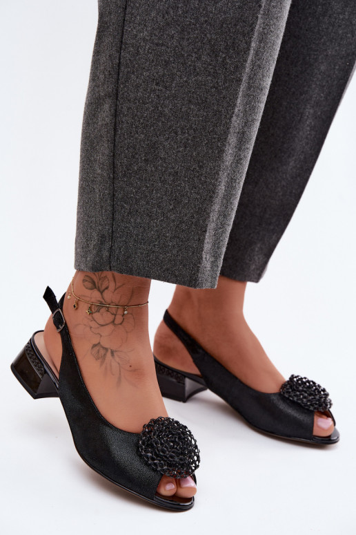 Sandales pour femmes Féminin Klocke avec des ornements D&A CR61-3030 couleur noire