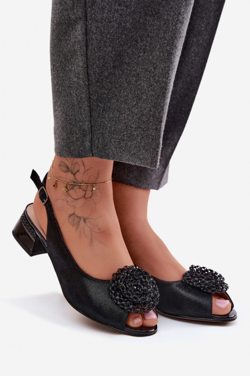 Sandales pour femmes Féminin Klocke avec des ornements D&A CR61-3030 couleur noire