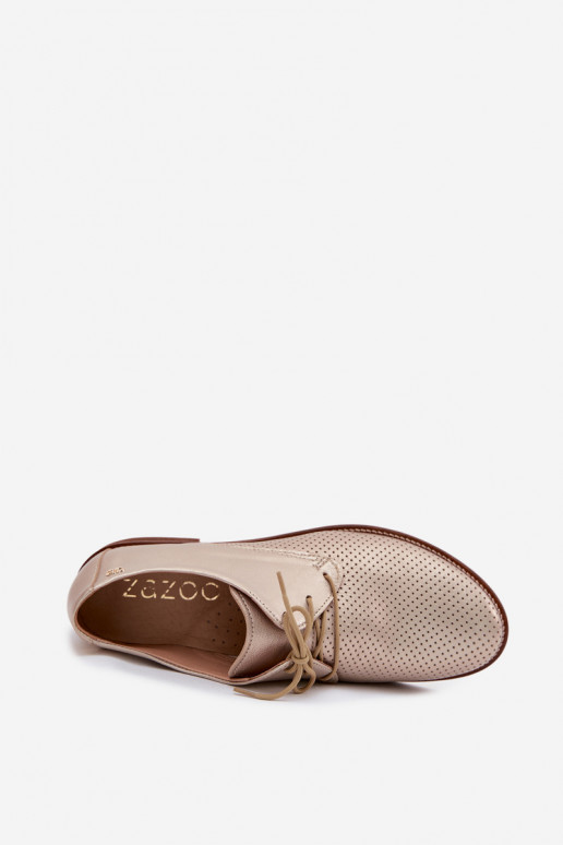 Peau chaussures Féminin Style élégant avec des lacets Zazoo 4238 couleur dorée