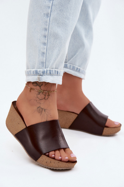 Zazoo 40291 Pantoufles en cuir Féminin Activé KorkoÀym Koturnie CzekoladoÀe