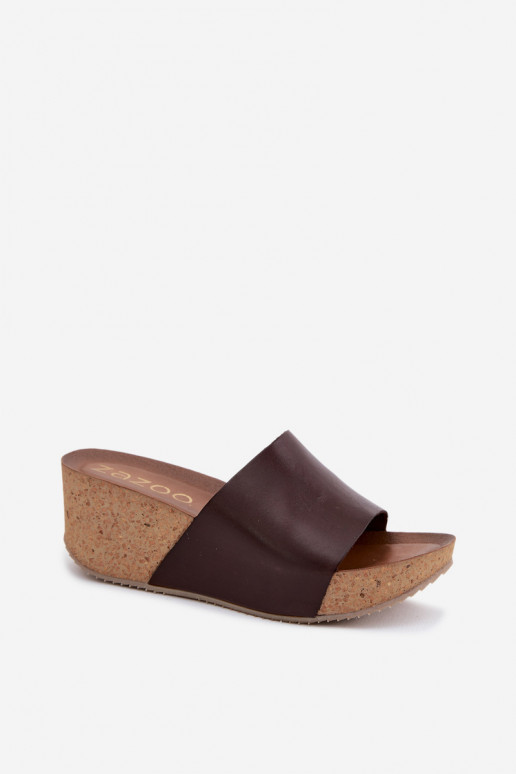 Zazoo 40291 Pantoufles en cuir Féminin Activé KorkoÀym Koturnie CzekoladoÀe