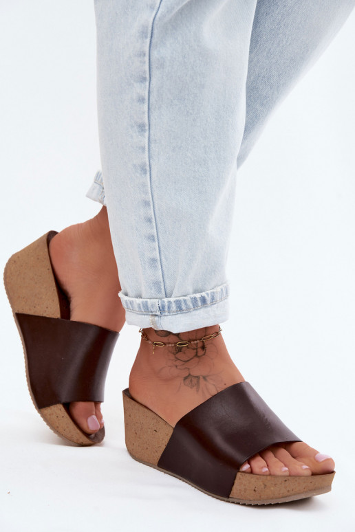 Zazoo 40291 schokoladenfarbene Lederslipper mit Korksohle