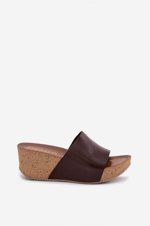 Zazoo 40291 schokoladenfarbene Lederslipper mit Korksohle