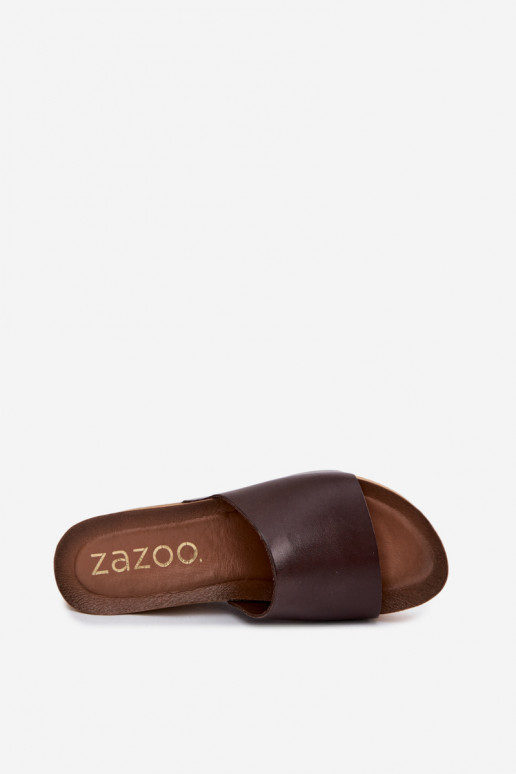 Zazoo 40291 Pantoufles en cuir Féminin Activé KorkoÀym Koturnie CzekoladoÀe