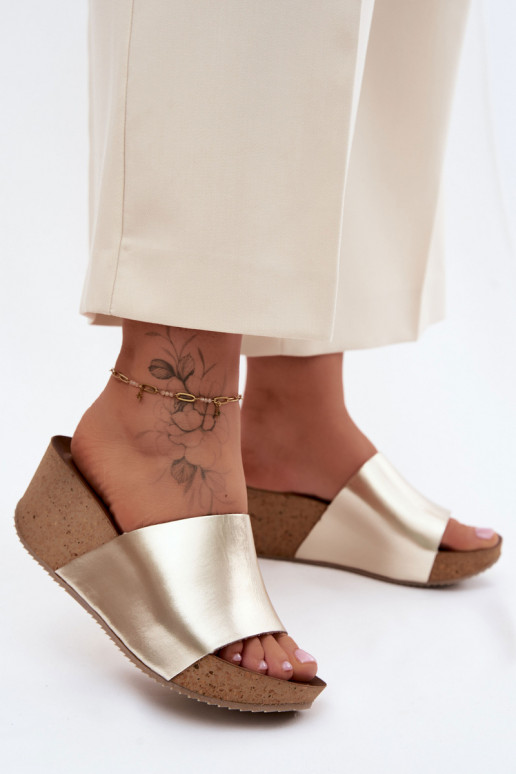 Zazoo 40291 goldene Lederslipper mit Korksohle