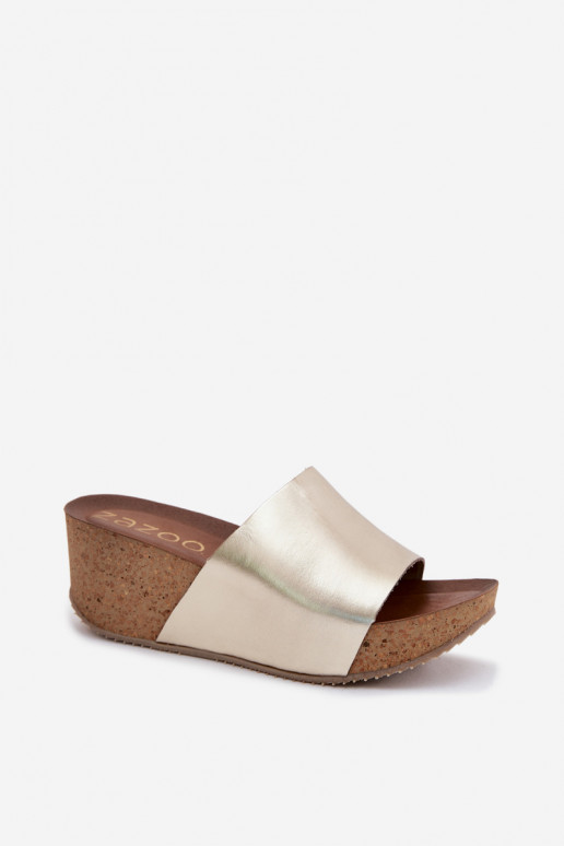 Zazoo 40291 goldene Lederslipper mit Korksohle