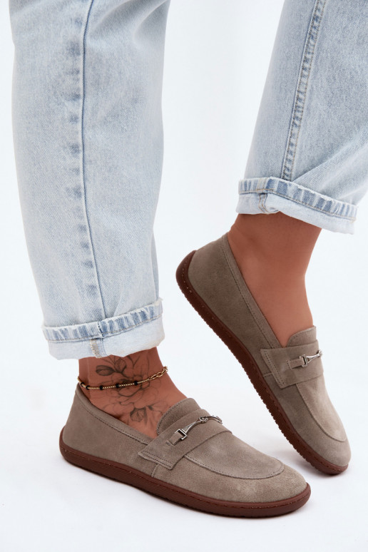 Mocassins Barefoot van suède Zazoo 322 kleur cappuccino