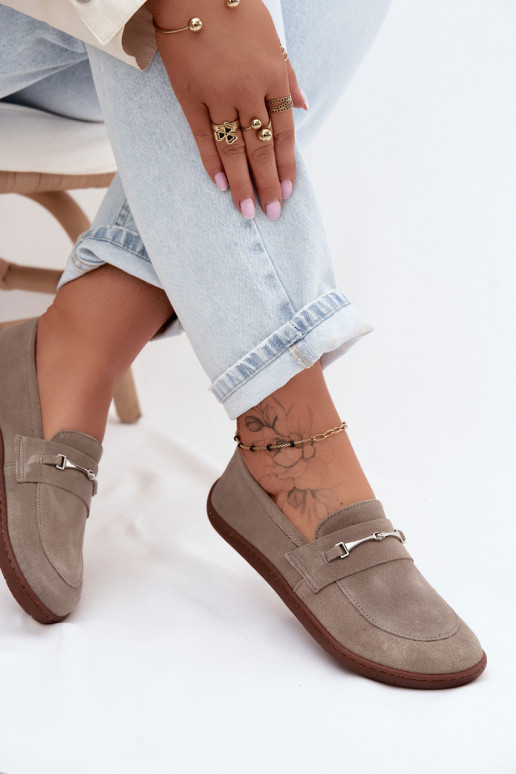 Cappuccino-kleurige suède mocassins Barefoot Zazoo 322