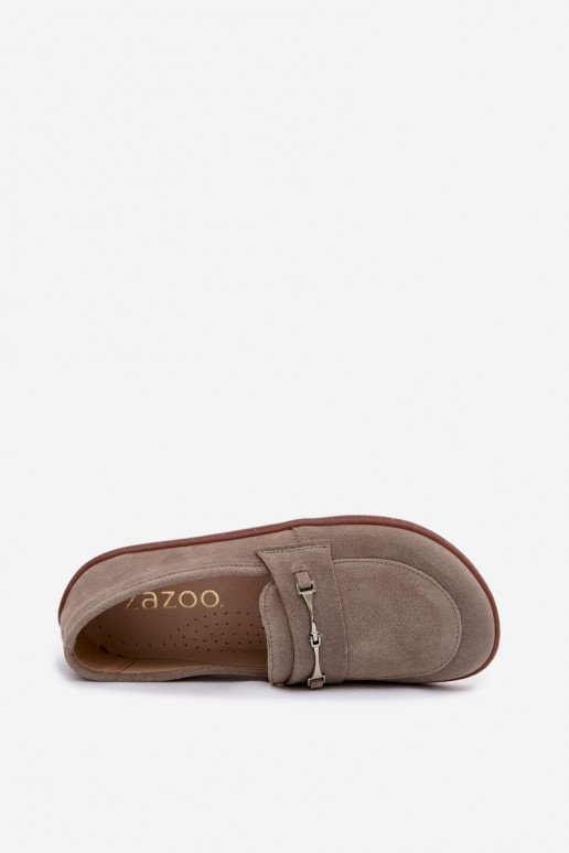 Mocassins Barefoot van suède Zazoo 322 kleur cappuccino