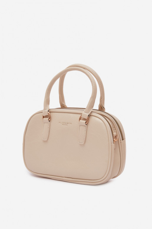 Licht zandkleurige koffer-type tas van kunstleer Soraya