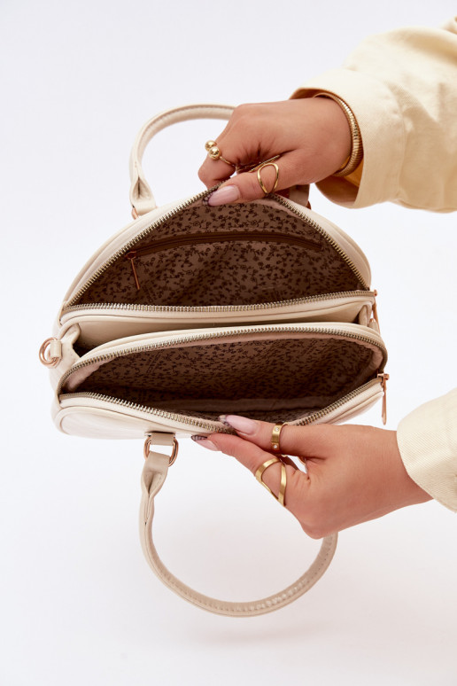 Licht zandkleurige koffer-type tas van kunstleer Soraya