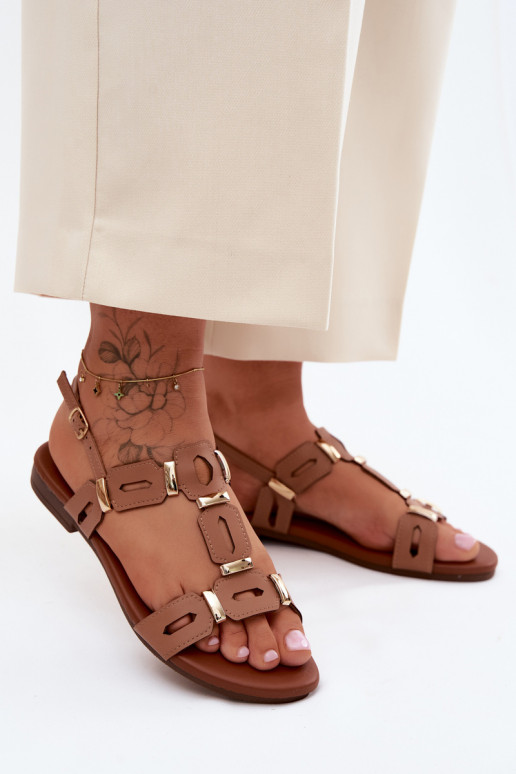 Braune flache Sandalen für Damen S.Barski