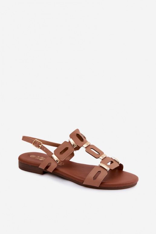 Bruine platte sandalen voor dames S.Barski