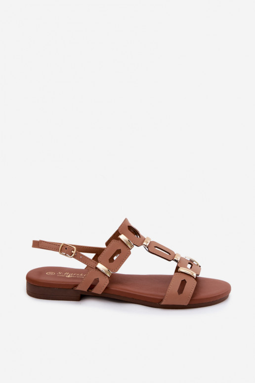 Bruine platte sandalen voor dames S.Barski