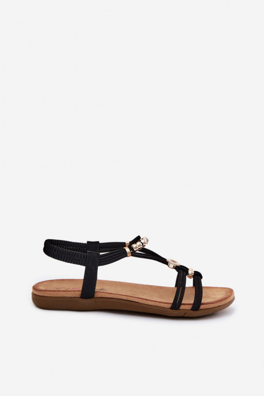 Zwarte platte sandalen voor dames met bandjes Zelda