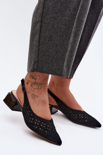 Haut INildledersandalen für Damen mit durchbrochenen Elementen mit Netz Klocke D&A CR61-3004 schZuarze Farbe 2