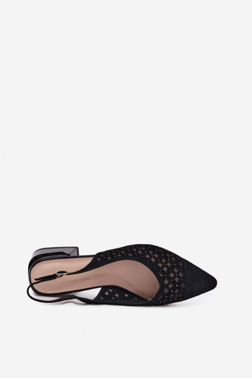Sandales en daim noires avec éléments ajourés et maille Klocke D&A