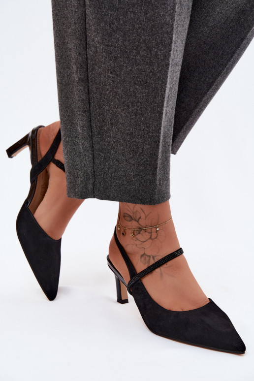 Leer Elegante suède hoge hakken Ze Zdobionym Strepenem D&A CR61-3048 zInart